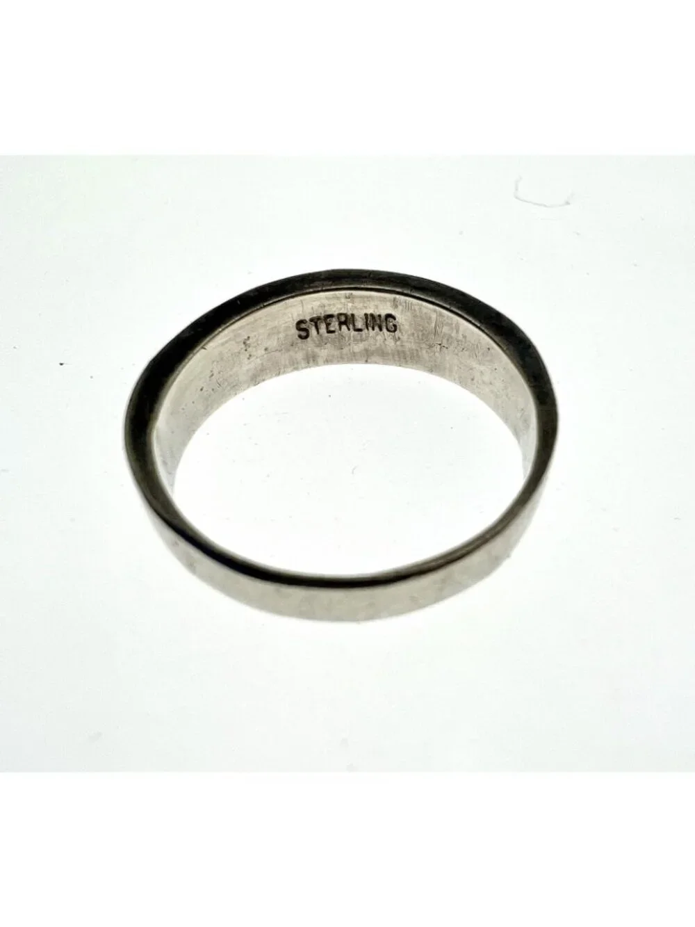 Vintage Sterling Silver & Blue Opal Inlay Ring Size - Picture 9 of 10